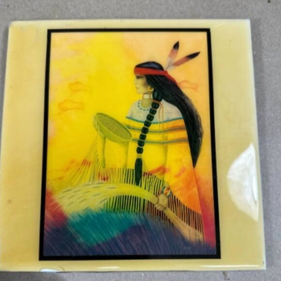 2 - Southwest Native American Tile Art Indian Britt Husney Harvest - Picture 1 of 5